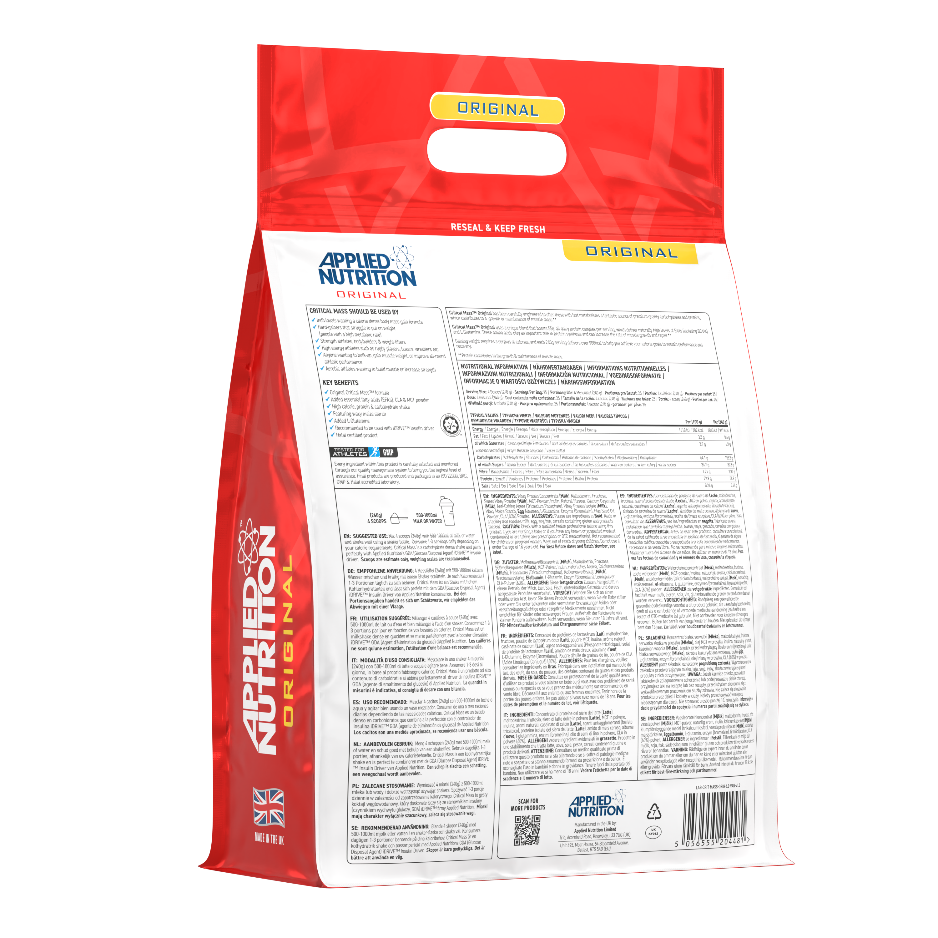 APPLIED NUTRITION ORIGINAL FORMULA - CRITICAL MASS 6KG