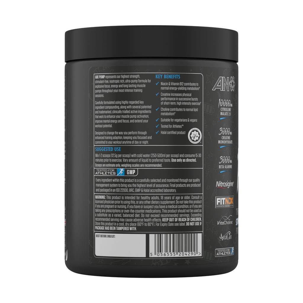 ABE Pump - Zero Stim Pre-Workout (500g)