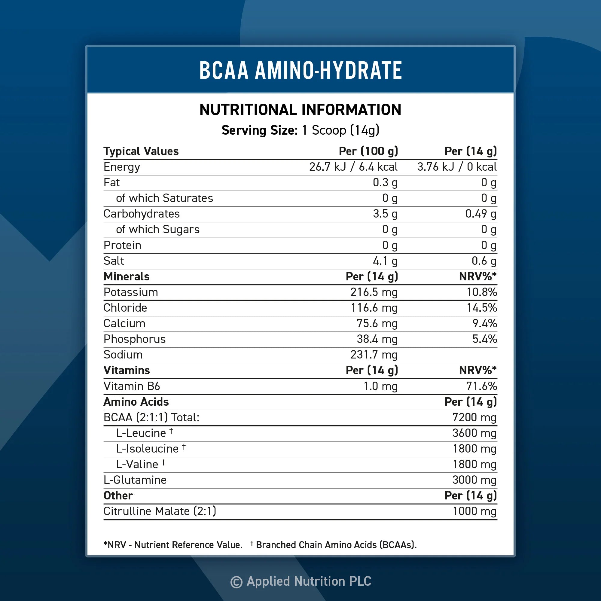 APPLIED NUTRITION BCAA AMINO-HYDRATE