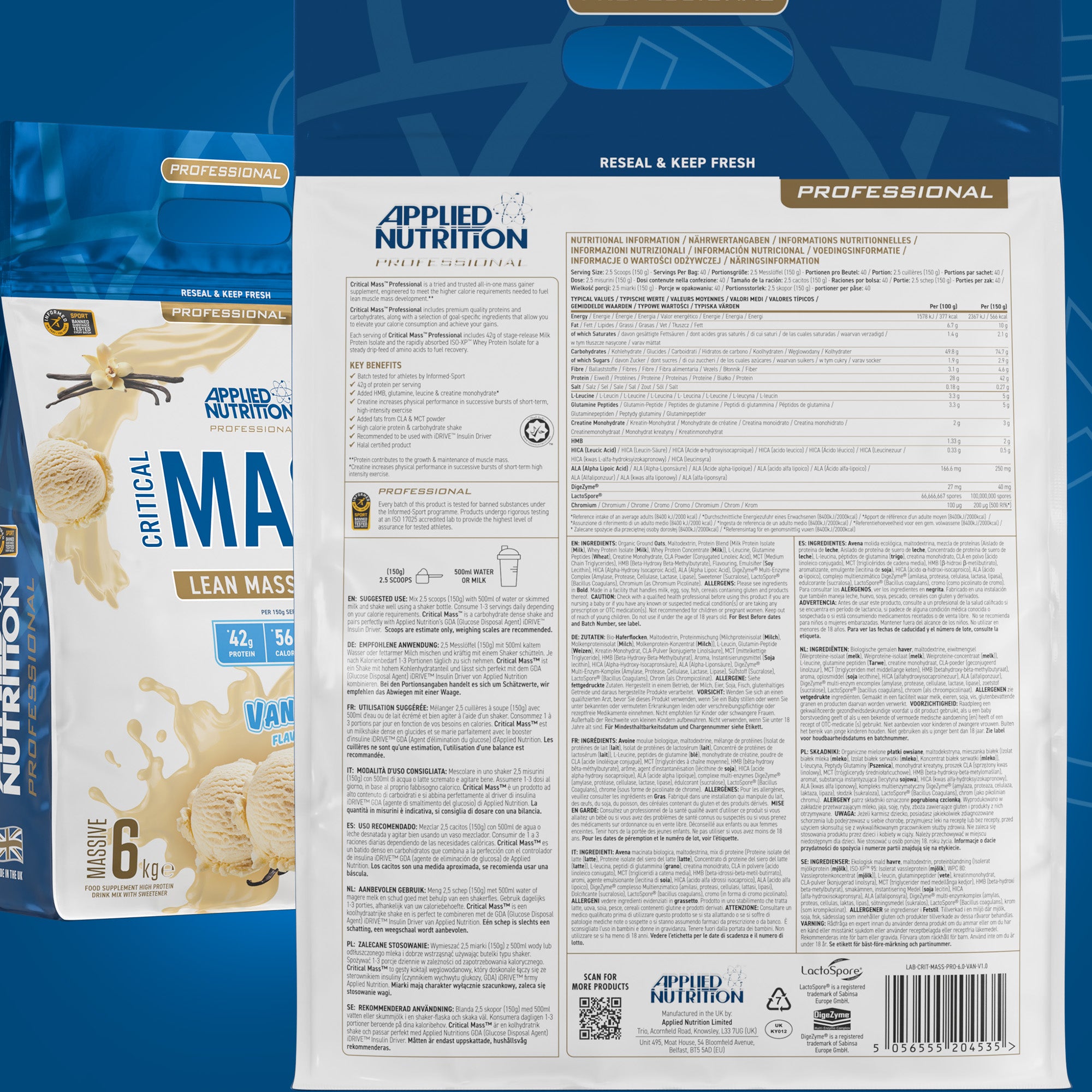 APPLIED NUTRITION PROFESSIONAL LEAN MASS GAINER 6kg